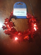 25 Ft 4th Of July Patriotic Wired Garland With Shinny Red Stars-New-SHIP... - $14.73