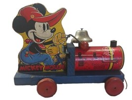 #432 Fisher Price Pull Toys 1938 Walt Disney Mickey Mouse CHOO-CHOO Train - £52.39 GBP