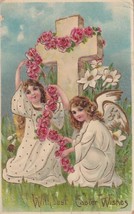 Easter Wishes Angels Cross 1909 Redlands CA to Centerville KS Postcard B34 - £2.38 GBP
