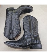 Lucchese Circle G Western Boots Black Embossed Exotic Leather L5009 Mens... - $307.73 CAD