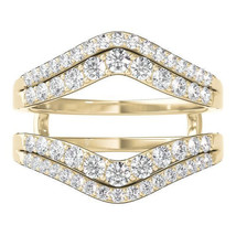 18K or Jaune Plaqué Rehausseur Solitaire Vrai Moissanite Insert Enveloppé Bague - £112.96 GBP