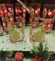 6 Christmas Glasses - Four ~6&quot; Tall and Two ~4&quot; Tall.  Each with great p... - $9.95