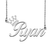 Ryan Name Necklace Tag with Crown for Best Friends Birthday Party Gift - £12.67 GBP