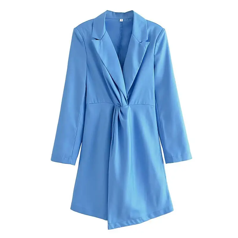  Elegant Autumn Blazer Dresses Femle Vintage V-Neck Long Sleeve Trench Coat Dres - £118.45 GBP