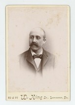 Antique Circa 1880s Cabinet Card Dapper Man With Mustache W. King Lancaster, PA - £9.64 GBP