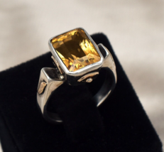 Natürlicher gelber Citrinschliff 18 K Gold Silber Vintage viktorianische... - $189.10
