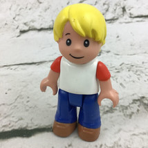 Mega Bloks Mini Action Figure Kid Child Boy Blonde In Jeans And T-Shirt - $4.94