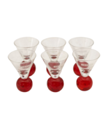 Smirnoff Lot 6 Vodka Glasses Specialty Red Ball Base Clear Shot Glass - £30.08 GBP