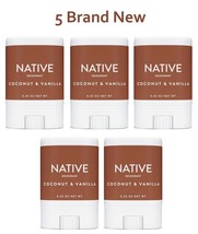 Native Natural Deodorant (.35 Oz) Mini Coconut &amp; Vanilla - Lot Of 5 Brand New - £19.12 GBP