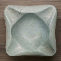 Vintage Art Pottery Ashtray Aqua Teal Seafoam Green Ceramic Matte Unmarked MCM - £9.68 GBP