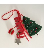 2013 Hallmark Felt Christmas Tree Merry Wood Cut &amp; Star Ornament Long Ha... - £15.59 GBP