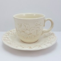 Poppytrail by Metlox Antique Grape Tea Cup and Saucer Ivory Embossed Coffee - £7.08 GBP