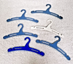 Lot of 6 Vintage Hard Plastic Doll Clothes Hanger Blues &amp; White 4 7/8 Wide - $8.42