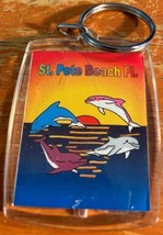 Florida Souvenir St. Pete Beach Dolphins Sunset Ocean Rainbow Keychain B... - £9.52 GBP