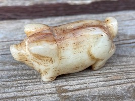 Vtg Chinese Carved Alabaster Hardstone Miniature Pig Animal 1.75&quot; - £15.53 GBP