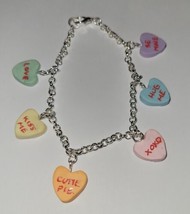 Conversation Heart Bracelet Silver Valentine Candy Hearts - £7.19 GBP