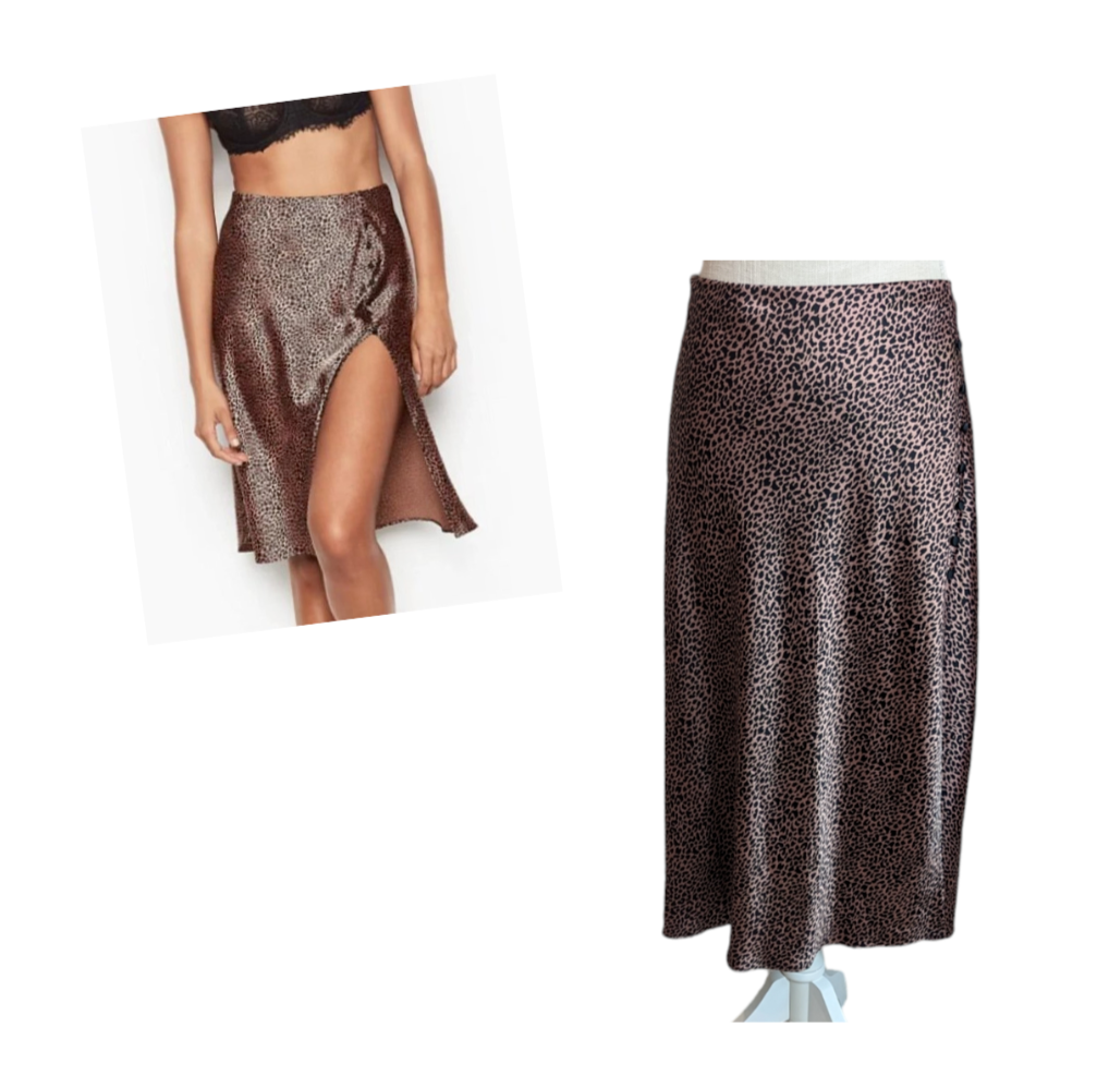 Primary image for Victoria's Secret Womens Cheetah Animal Print Slip Midi Skirt Sz XL w/ Side Slit