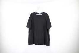 Vintage 90s Streetwear Mens Large Faded Blank Short Sleeve T-Shirt Black Cotton - £31.28 GBP