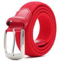 Red Elastic Fabric Braided Belt - Enduring Stretch Woven Belt Unisex XS ... - £11.80 GBP