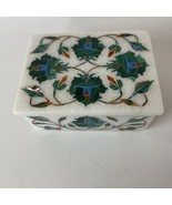 4&quot; x 3&quot; Marble Jewelry Box Semi Precious Stones Inlay Handmade Gifts - $2,660.77 MXN