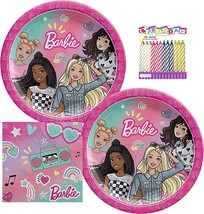 Barbie Dream Together Party Supplies Pack Serves 16: Dessert Plates and Beverage - £11.86 GBP