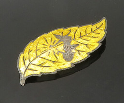 SIAM 925 Sterling Silver - Vintage Enamel Dancer Floral Leaf Brooch Pin - BP8425 - £31.98 GBP