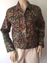 Chico&#39;s Size 1 Jacket Medium Jean Style Multicolor Aztec Vibe Jacket - £19.94 GBP