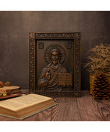 Christ  Pantocrator Wood Carving (12&quot;×8&quot;×1&quot;) - $116.19 CAD+