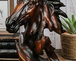 Wild Stallion Horse Bust Statue 11&quot;H Resin Decor In Faux Wood Dark Mahogany - $39.99