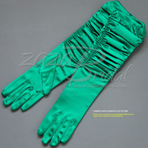 Gathered Shiny Stretch Satin Dress Gloves Adjust the Length- Various Colors - $18.99