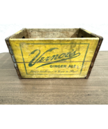 Vintage Yellow Vernor&#39;s Ginger Ale 1950-1960&#39;s Wood Crate Advertising Bo... - $203.51 CAD