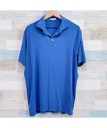 Peter Millar Soft Jersey Golf Polo Shirt Blue Short Sleeve Casual Mens L... - $39.59