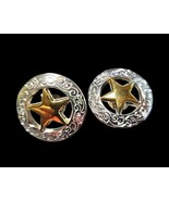 Western Star Concho Screwback Silver Gold Cowboy Engraved Round 1.25in S... - $25.22