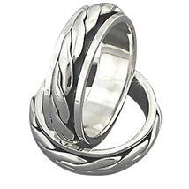 Sterling Silver Double Braid Design Spinner Ring - £32.35 GBP