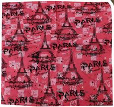 Paris Forever Eiffel Tower Pink 22&quot;x22&quot; 100% Cotton bandana Scarf Head Wrap Neck - £3.10 GBP