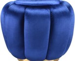 Round Ottoman With Gold Legs In Blue - $343.99