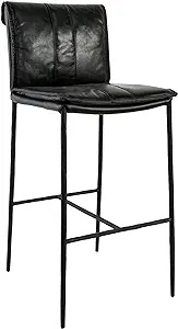 Benjara Iva 31 Inch Bar Stool Chair, Padded, Rolled Back, Black Top Grai... - £1,055.20 GBP