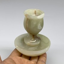 291g, 3.3&quot;x1.5&quot;x2.9&quot;, Natural Green Onyx Candle Holder Gemstone Carved, B32243 - £35.79 GBP
