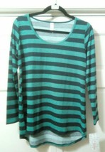 Nwt Lularoe Llr Size S Lynnae Long Sleeve Summer Green Blue Stripes #39 - £22.45 GBP