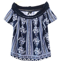 New Directions Woman Navy Blue &amp; White Peasant Top 1X - £10.00 GBP