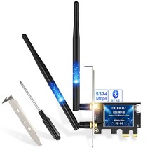 Pcie Wifi 6E Card Bluetooth 5.2 Ax 5400 Mbps Ax210 Tri-Band 6Ghz/5.8Ghz/... - £41.55 GBP