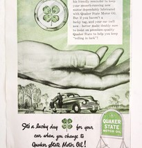 1947 Quaker State Motor Oil Advertisement Lucky 4 Leaf Clover Automobili... - $464.13 MXN