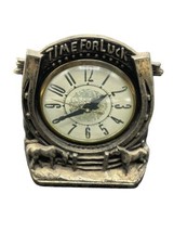 Vintage Lanshire Metal Time for Luck Mantel Clock Circa 1940&#39;s Works Horse - £74.20 GBP