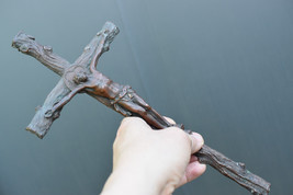 ⭐Rare antique advertising crucifix ,solid bronze,made 19th century⭐ - £273.00 GBP