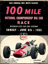 State Fair Park Speedway Auto Race Program 6/6/1965-WI-Indy Car-Foyt-VG - £43.93 GBP
