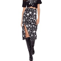 Nasty Gal Star Print High Waisted Midi Skirt Size 4 Black White Front Sl... - $13.85