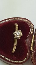 Art Deco  14kt yellow  Gold  .10ct Solitaire  Diamond  Ring, 1930s - £313.29 GBP
