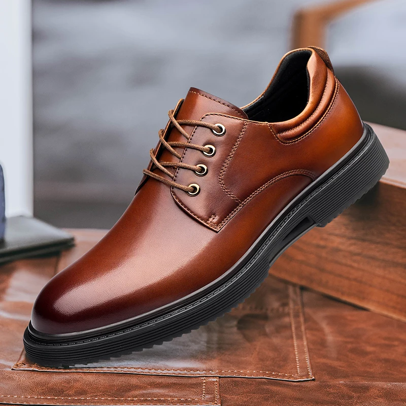 New Real Leather Men Business Casual Shoes Top Quality Breathable Comfor... - $144.02