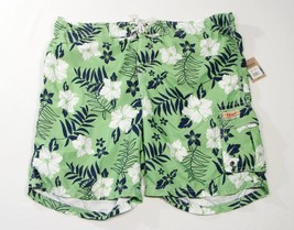 Izod Green Floral Brief Lined Board Shorts Swim Trunks Water Shorts Men&#39;s NWT - £27.40 GBP