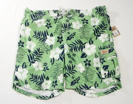 Izod Green Floral Brief Lined Board Shorts Swim Trunks Water Shorts Men&#39;... - $26.24